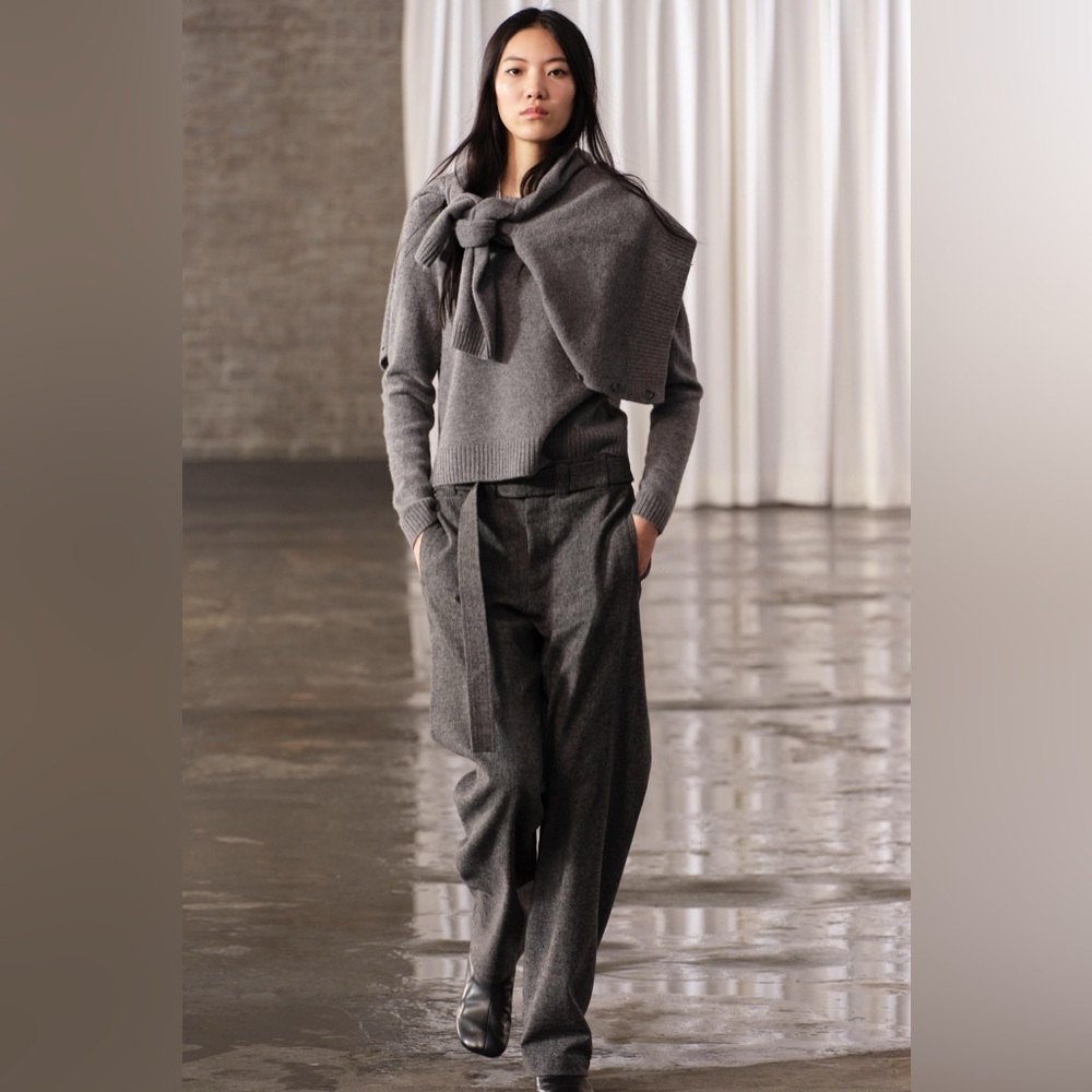 WIDE LEG WOOL MIXTURE PANTS